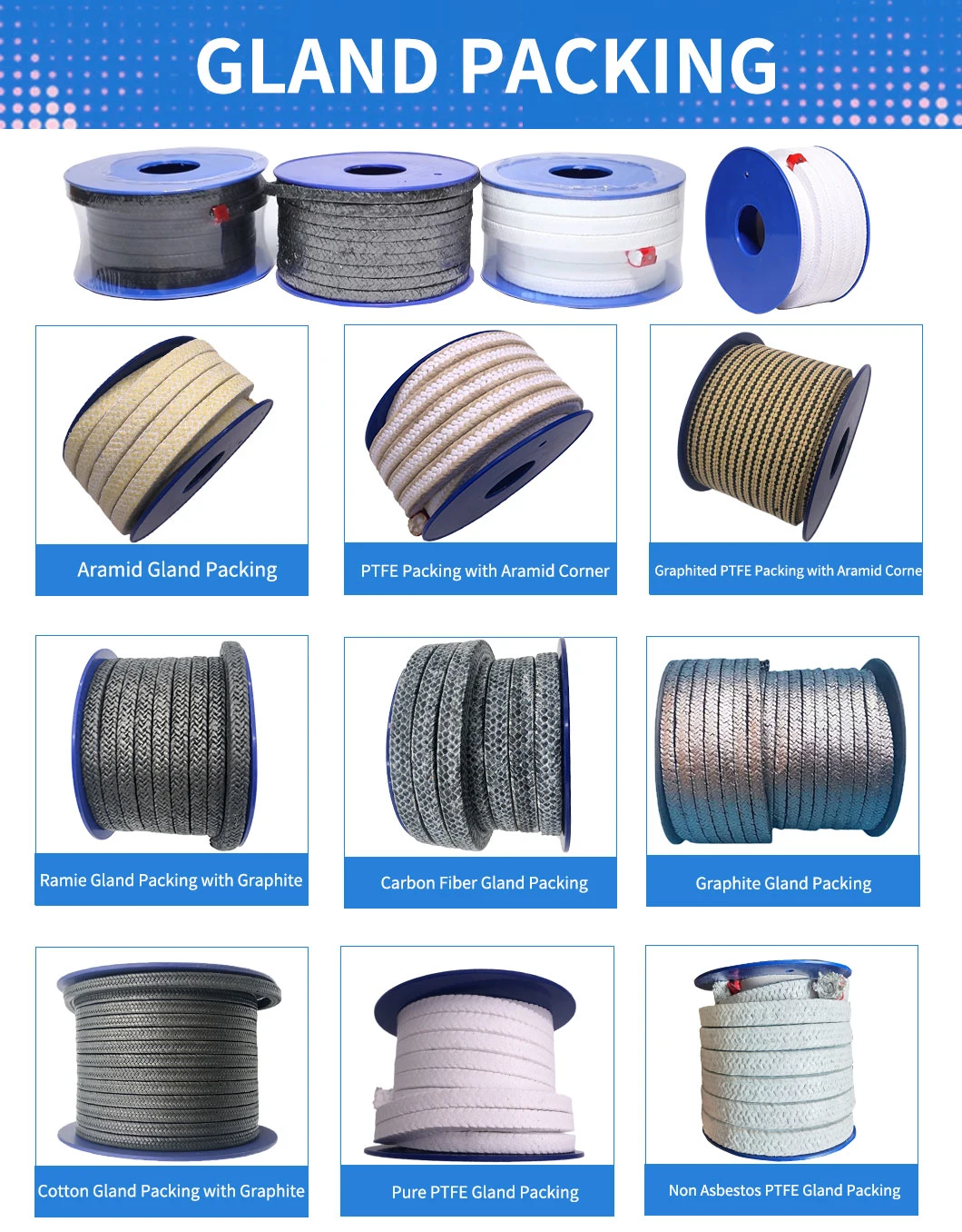 High Temperature Resistance Mechanical Sealing Rope Expanded Pure Graphite Metallic Gland Braided Packing for Valve Seal